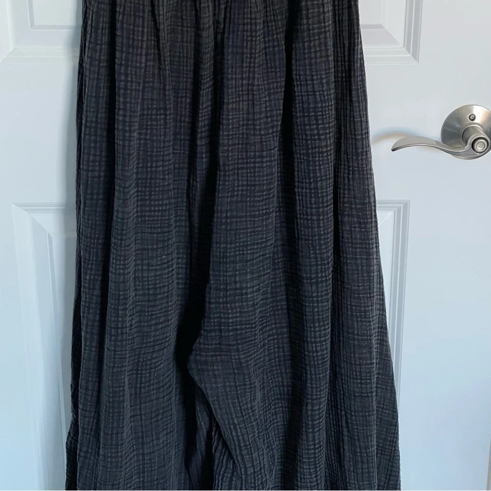 Anthropologie Black Waffle Knit Linen Beach Strapless Harem Jumpsuit - 35353 - Picture 10 of 16